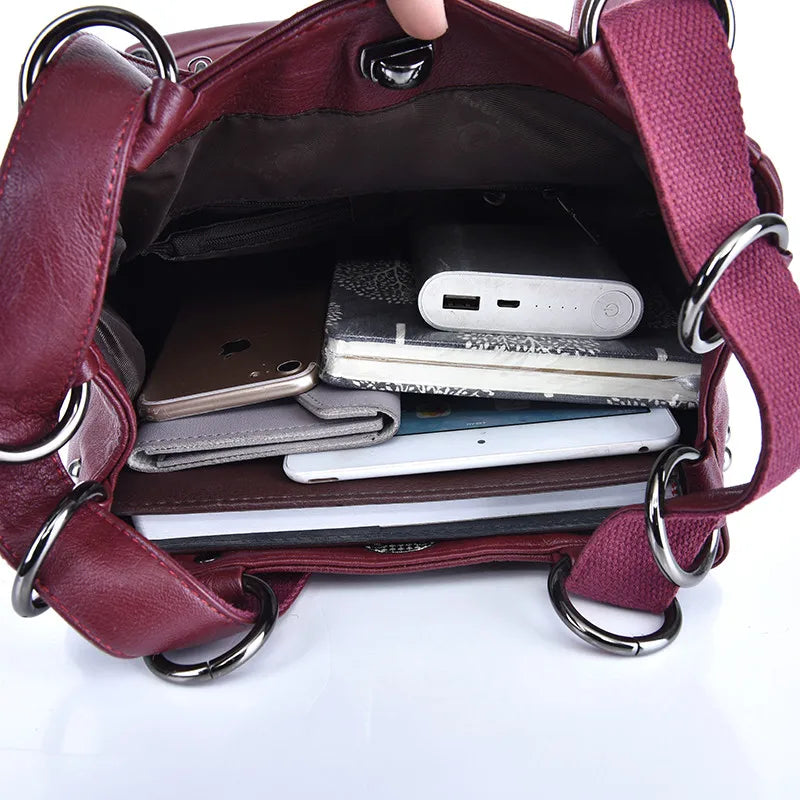 Large Red Leather Backpack The Store Bags