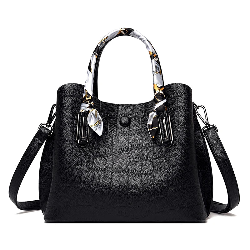 Embossed Leather Handbag The Store Bags Black