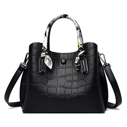 Embossed Leather Handbag The Store Bags Black
