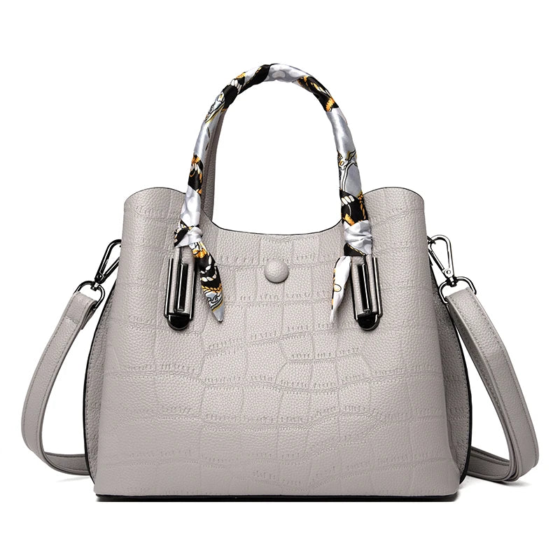 Embossed Leather Handbag The Store Bags Gray