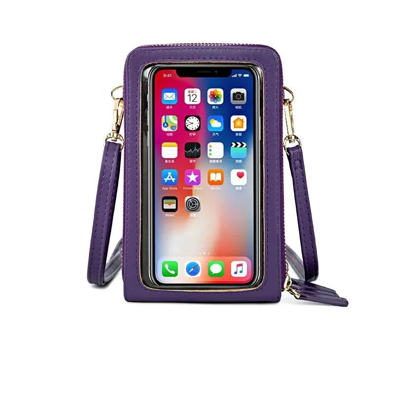 Touch Screen Waterproof Leather Crossbody Phone Bag The Store Bags purple 