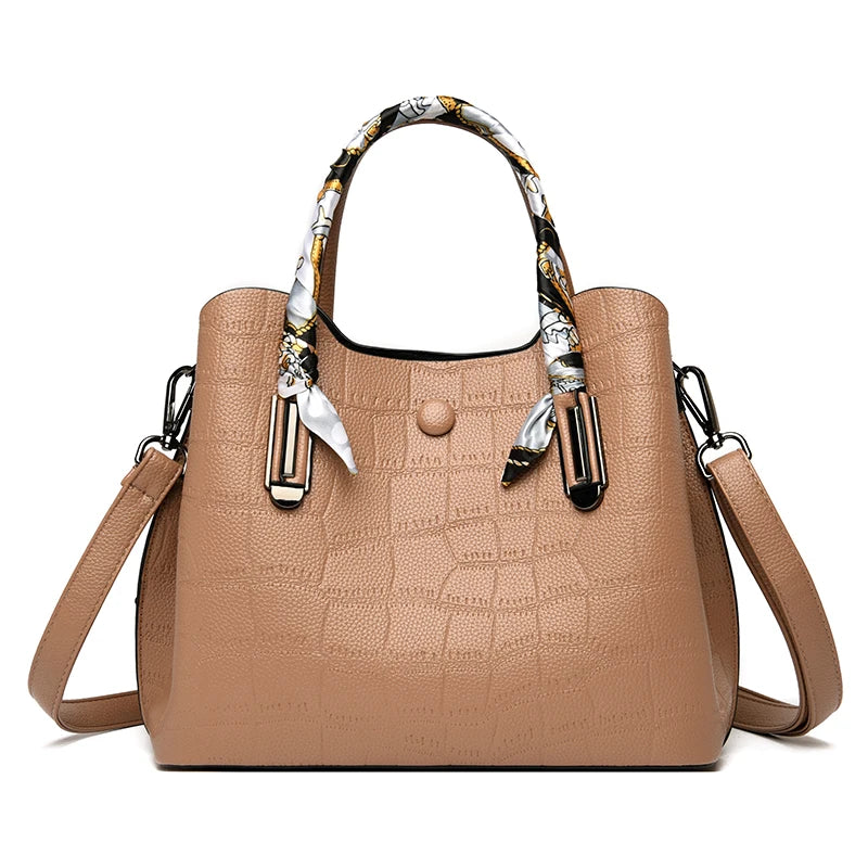 Embossed Leather Handbag The Store Bags Khaki 