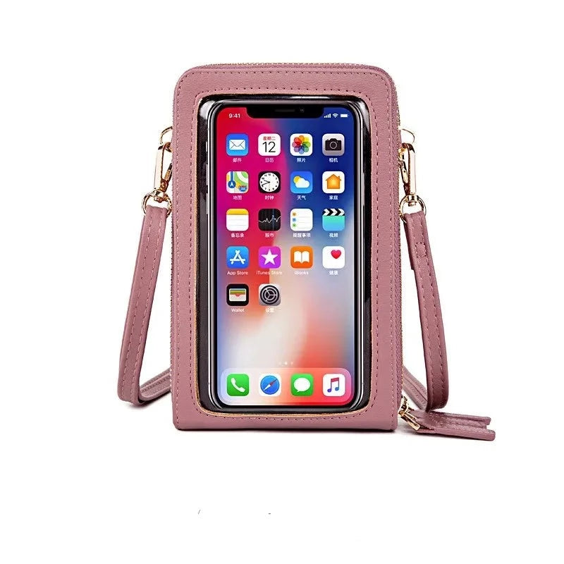 Touch Screen Waterproof Leather Crossbody Phone Bag The Store Bags pink 