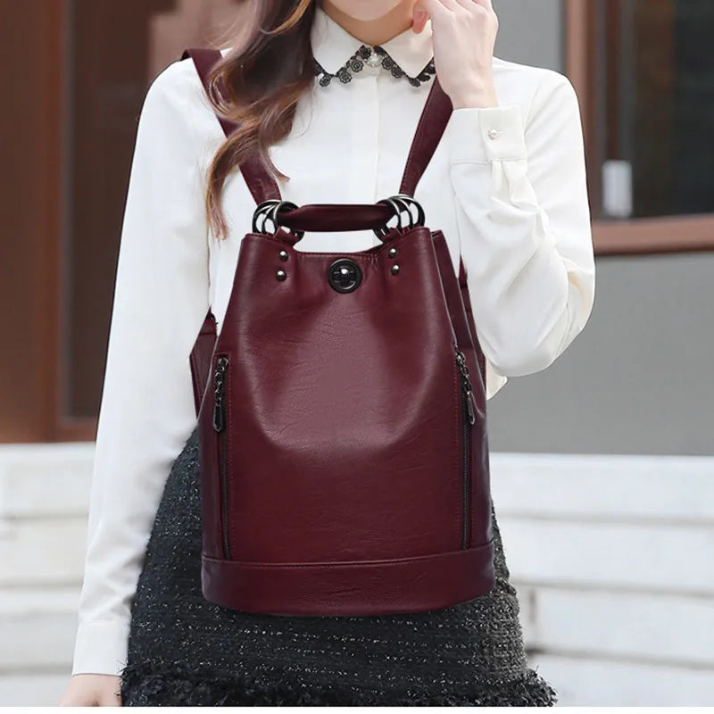 Large Red Leather Backpack The Store Bags