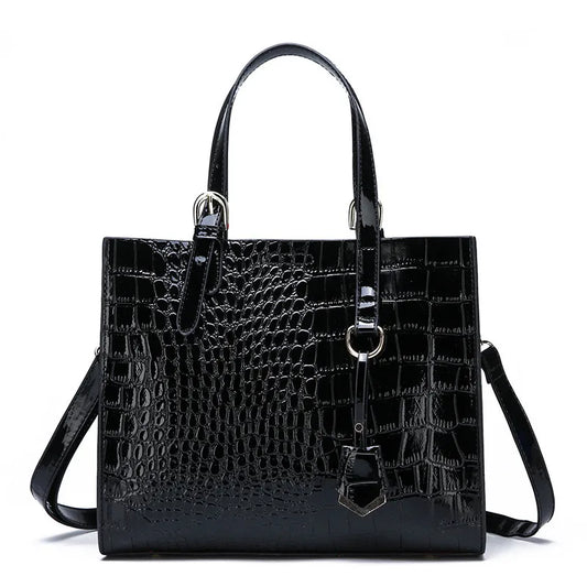Black Croc Tote Bag