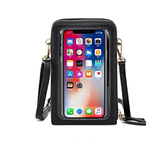 Touch Screen Waterproof Leather Crossbody Phone Bag The Store Bags black 