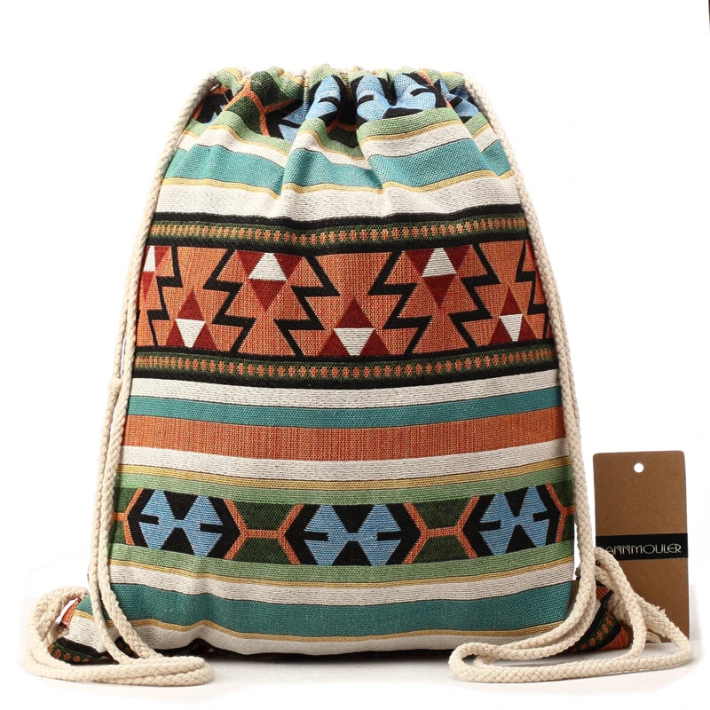 Bohemian Drawstring Backpack The Store Bags
