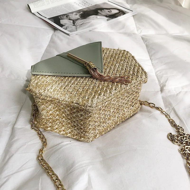 Straw Chain Shoulder Bag