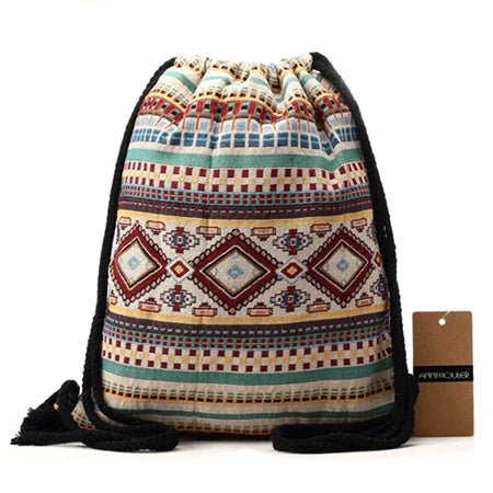 Bohemian Drawstring Backpack The Store Bags No 6 13 inches 