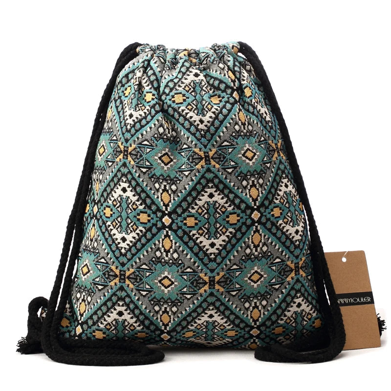 Bohemian Drawstring Backpack The Store Bags
