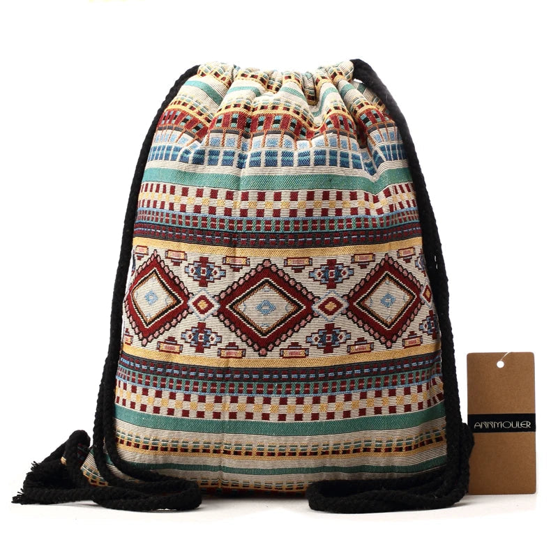 Bohemian Drawstring Backpack The Store Bags