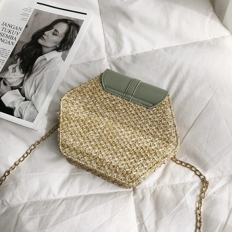 Straw Chain Shoulder Bag