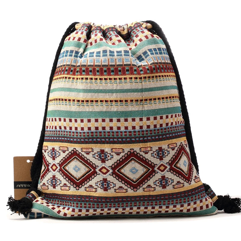 Bohemian Drawstring Backpack The Store Bags