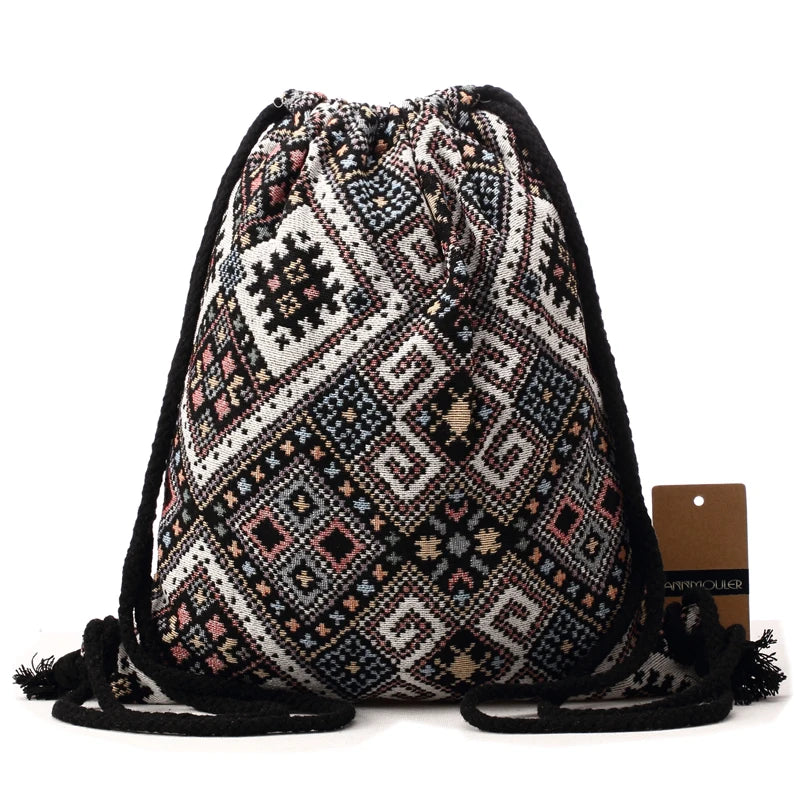 Bohemian Drawstring Backpack The Store Bags 