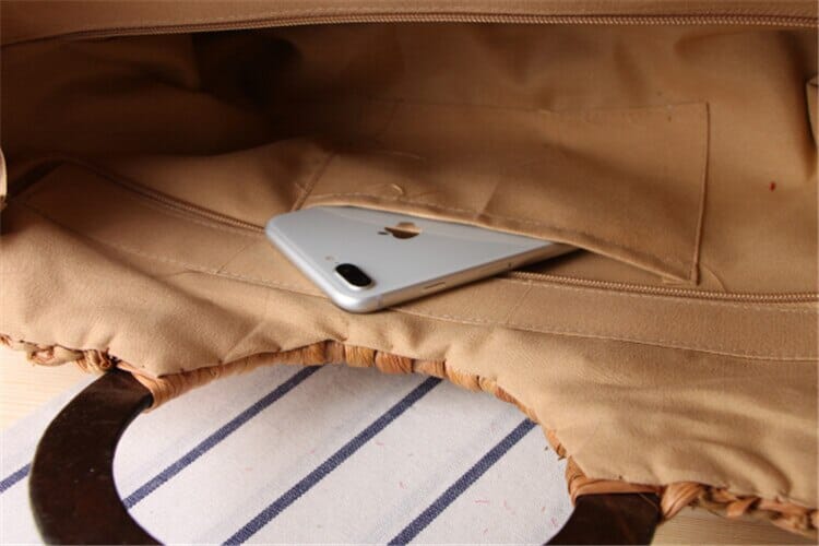 Wood Handle Straw Clutch The Store Bags