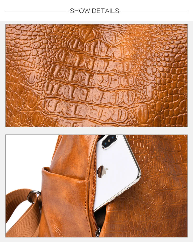 Croc Leather Backpack The Store Bags