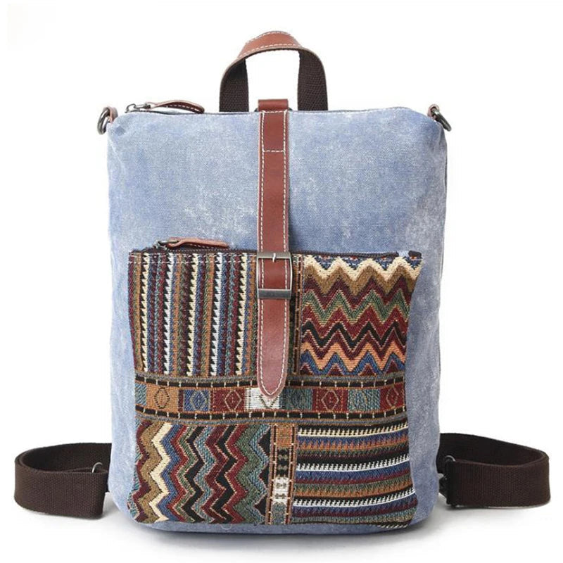 Bohemian Extra Large Canvas Backpack The Store Bags Blue