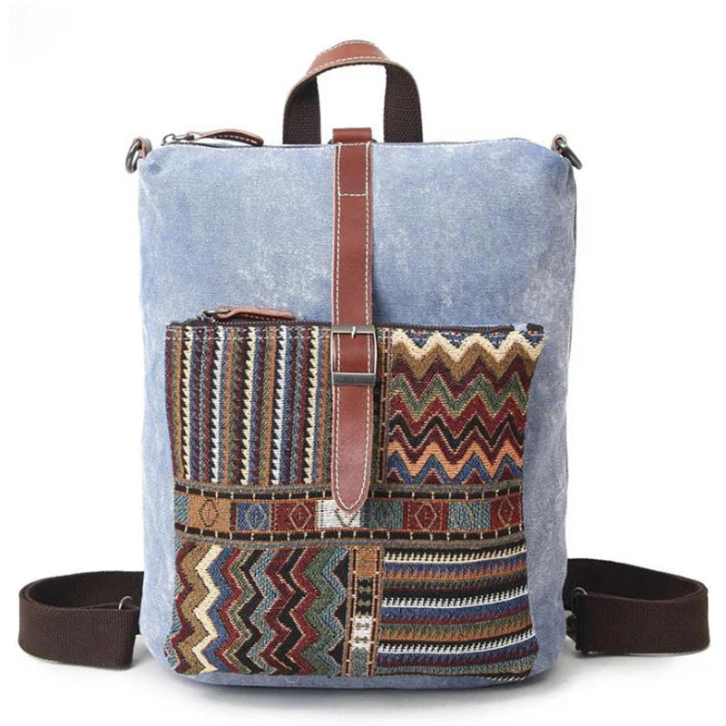 Bohemian Extra Large Canvas Backpack The Store Bags Blue 