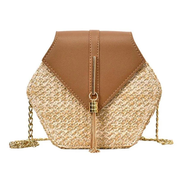 Straw Chain Shoulder Bag