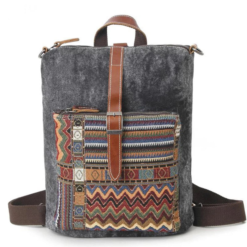Bohemian Extra Large Canvas Backpack The Store Bags black 