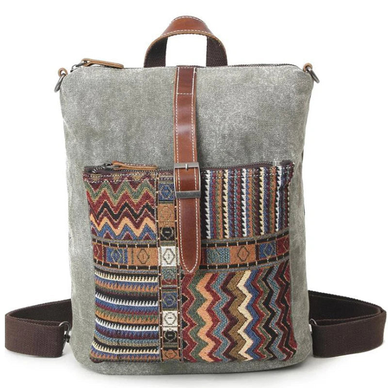 Bohemian Extra Large Canvas Backpack The Store Bags green