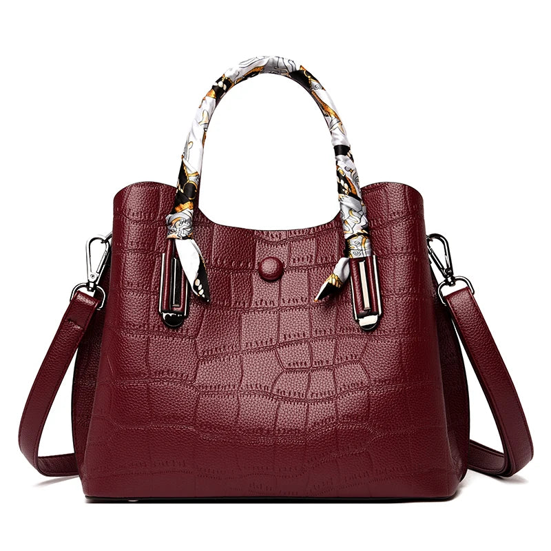 Embossed Leather Handbag The Store Bags Wine Red