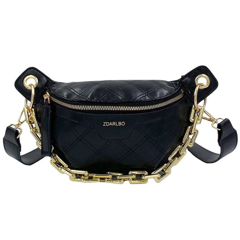 Fanny Pack With Gold Chain The Store Bags Black