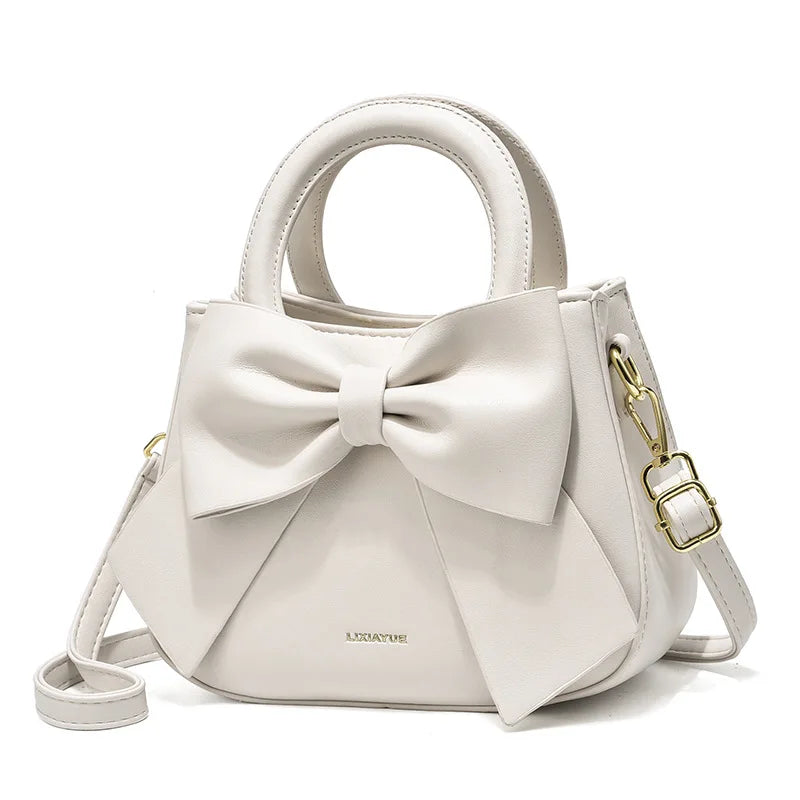 Leather Bag With Bow On Front The Store Bags White