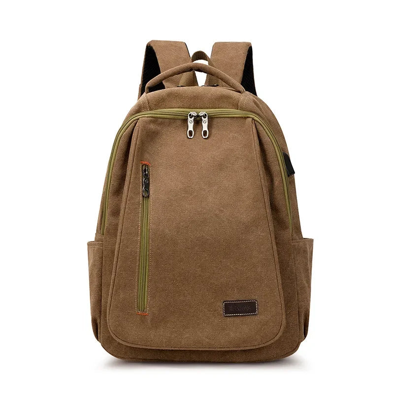 Cotton Canvas Backpack Laptop The Store Bags Dark Brown