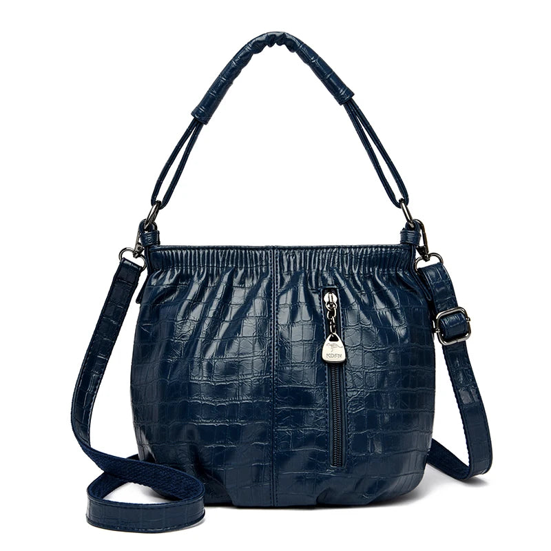 Leather Bucket Shoulder Bag The Store Bags Blue 