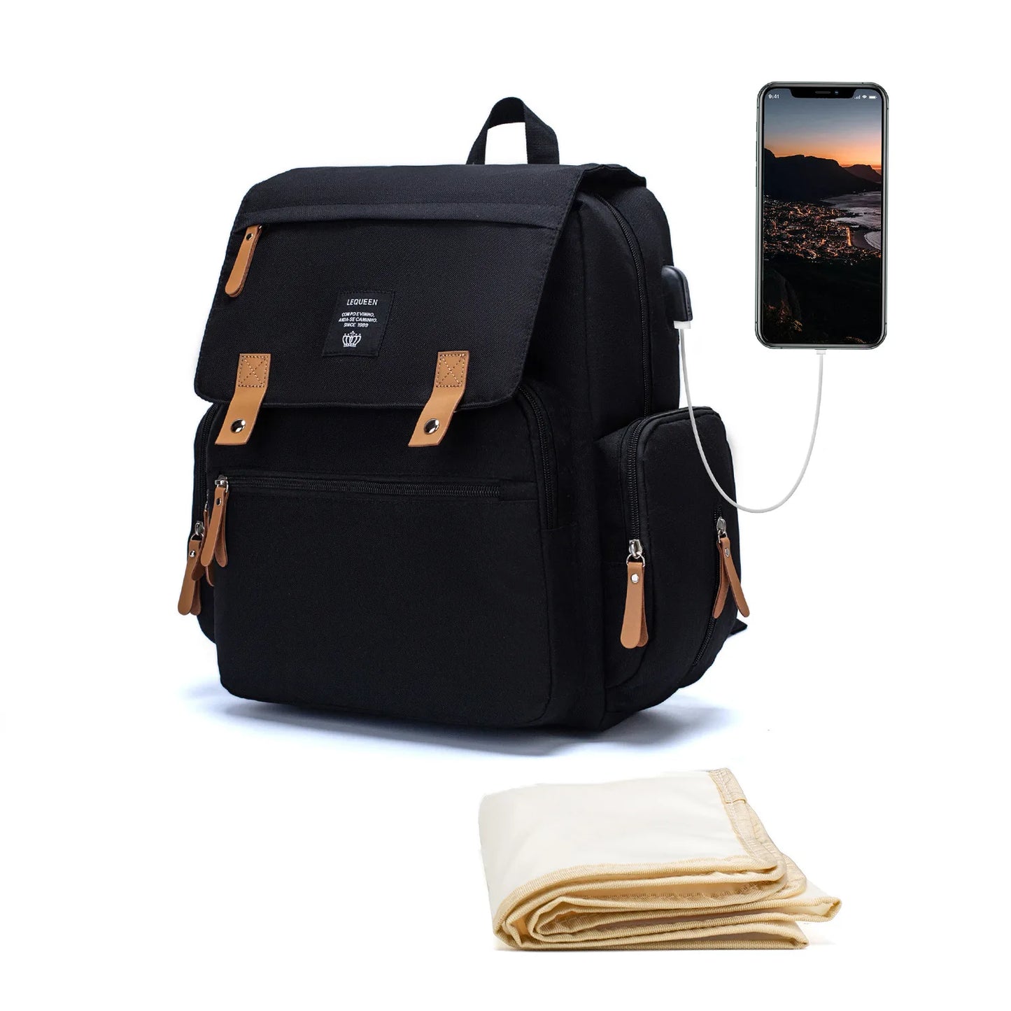 Backpack Diaper Bag With Phone Charger