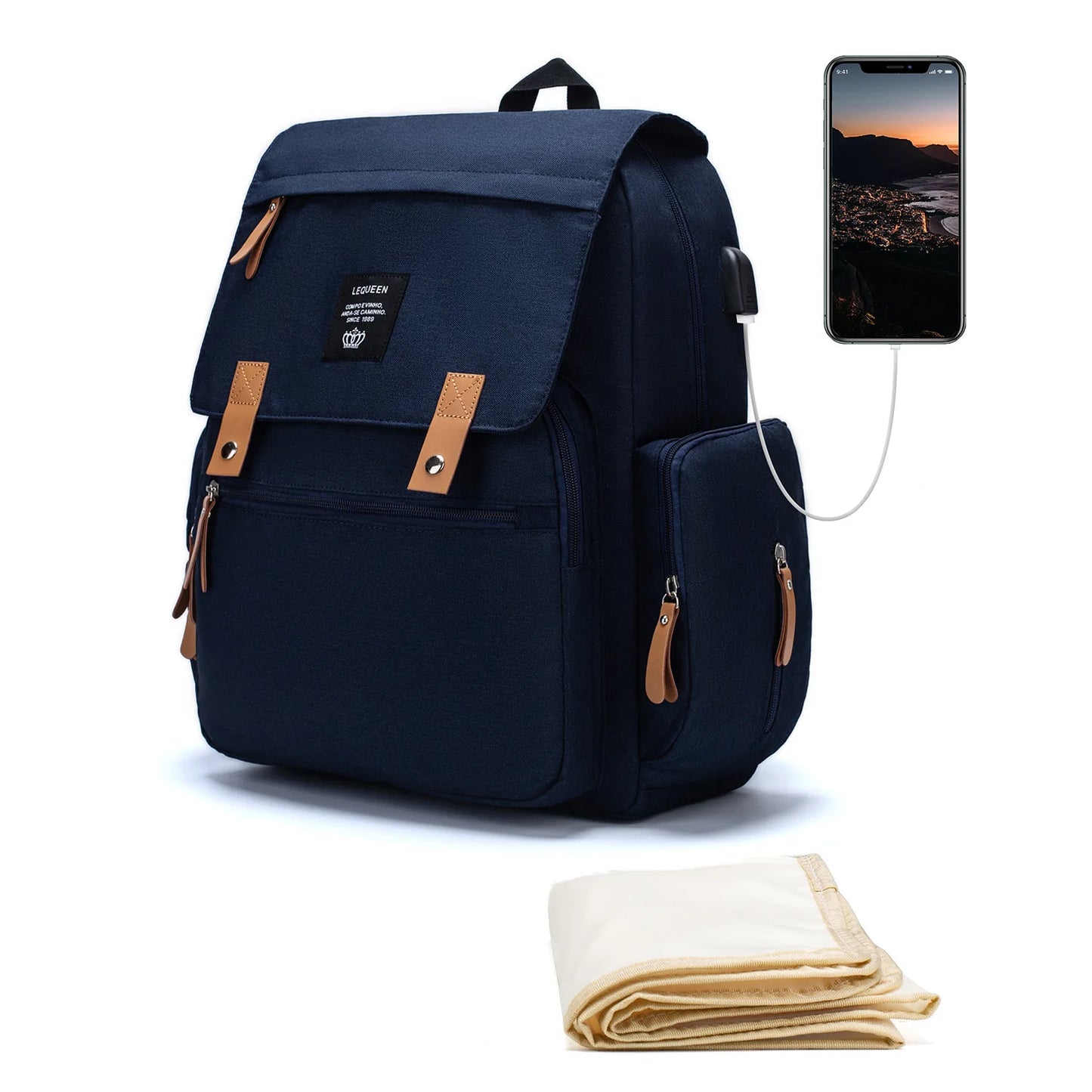 Backpack Diaper Bag With Phone Charger