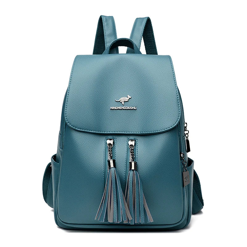 Bolso tipo mochila de cuero con transporte oculto