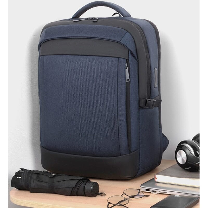 Blue Anti-Theft Backpack With USB Charger And Laptop Space The Store Bags