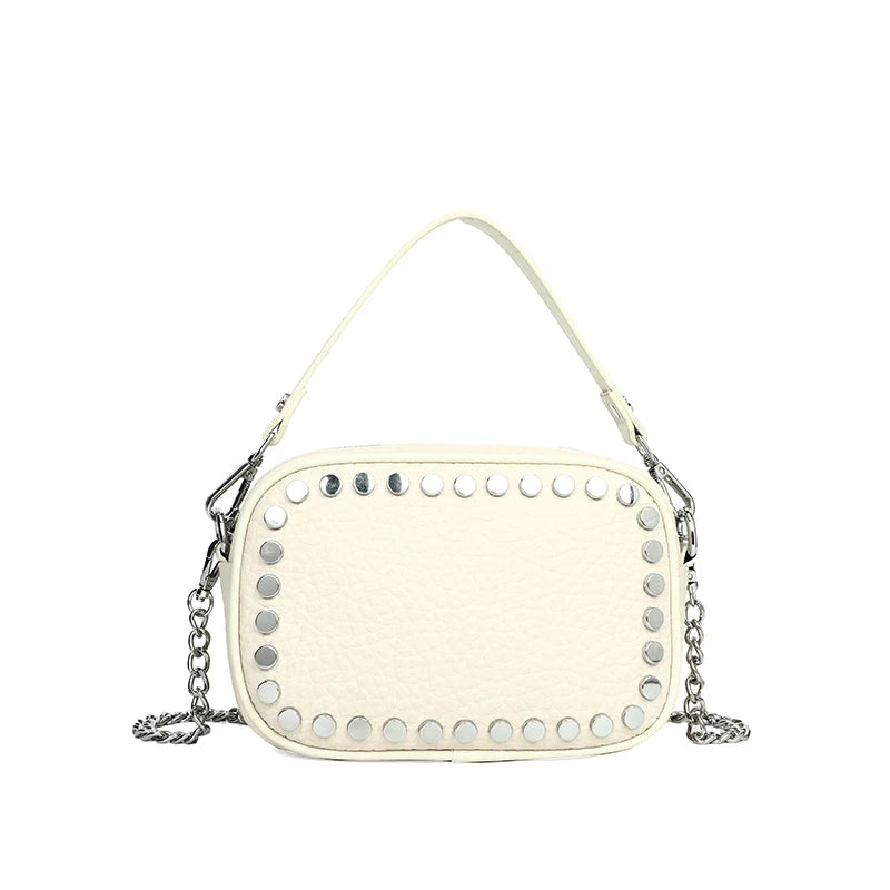 Black Rivet Purse Leather The Store Bags Beige 21cm 7cm 14cm