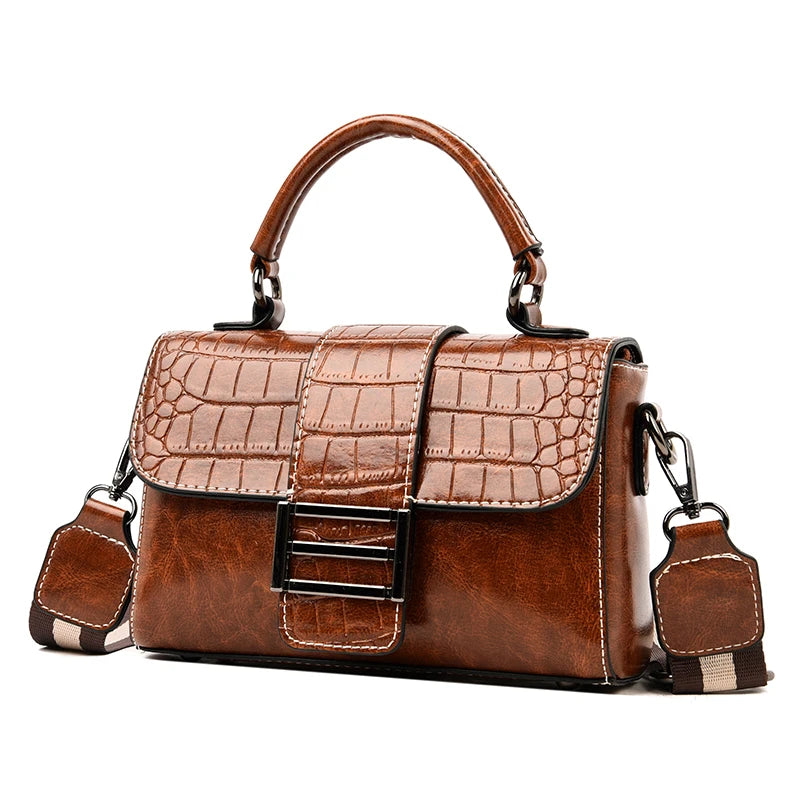 Croc Leather Handbag The Store Bags Brown