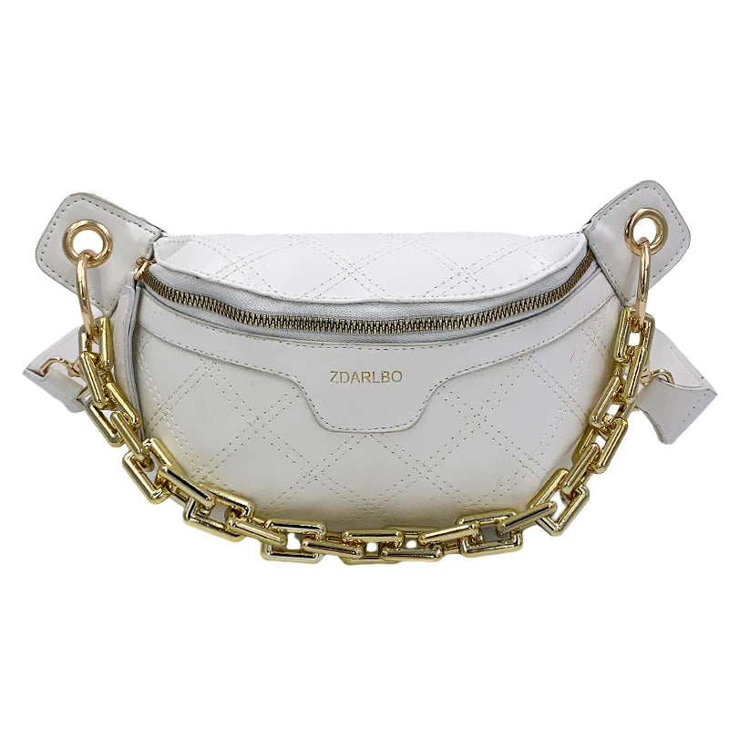 Fanny Pack With Gold Chain The Store Bags White
