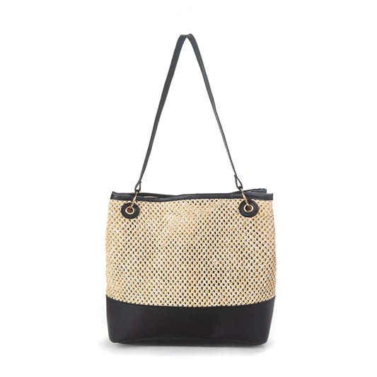 Straw Bag With Leather Handles