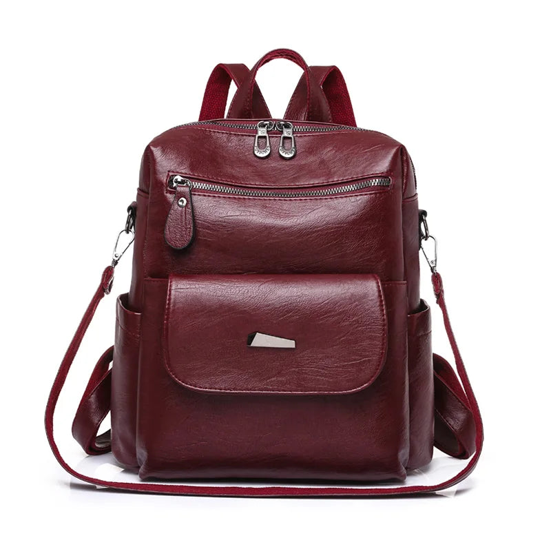 Leather Zip Top Backpack Purse The Store Bags Red