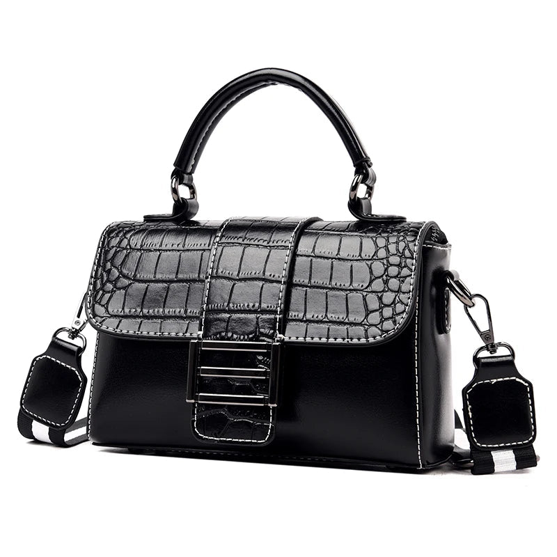 Croc Leather Handbag The Store Bags Black