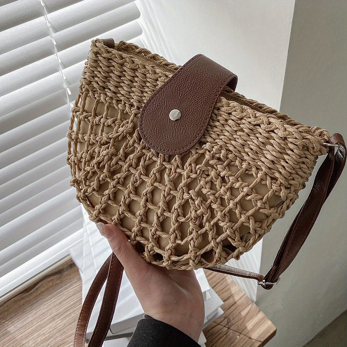 Straw Bag Leather Handles