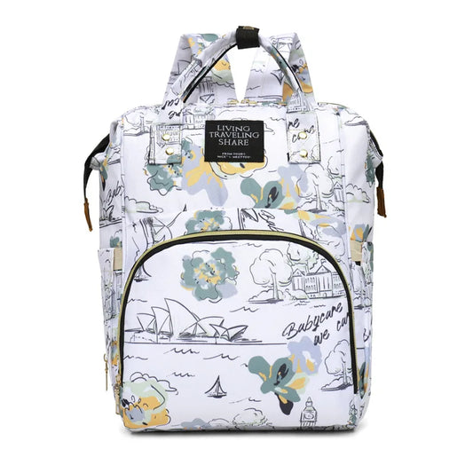 Floral Print Backpack Diaper Bag