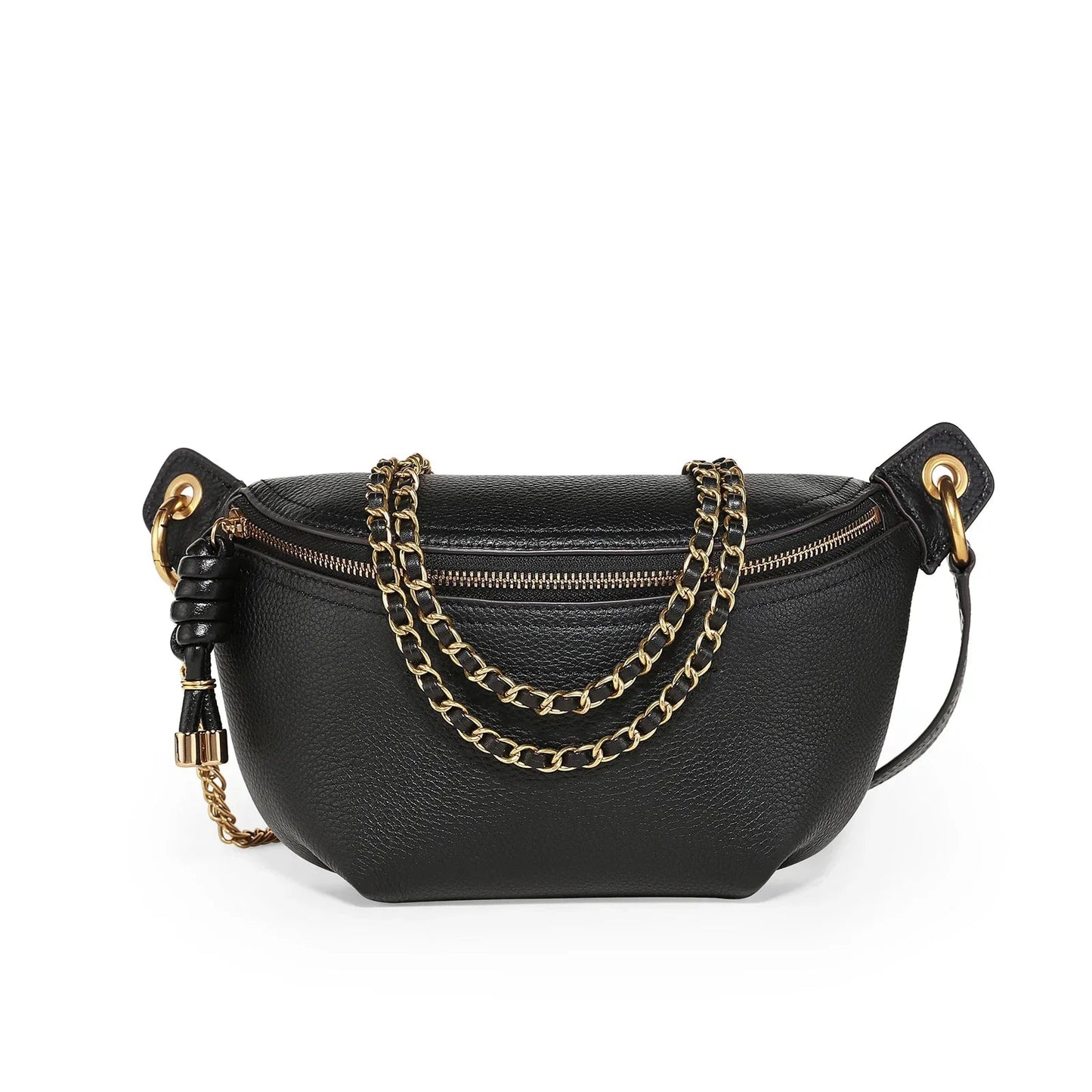 Leather Fanny Pack With Chain The Store Bags black