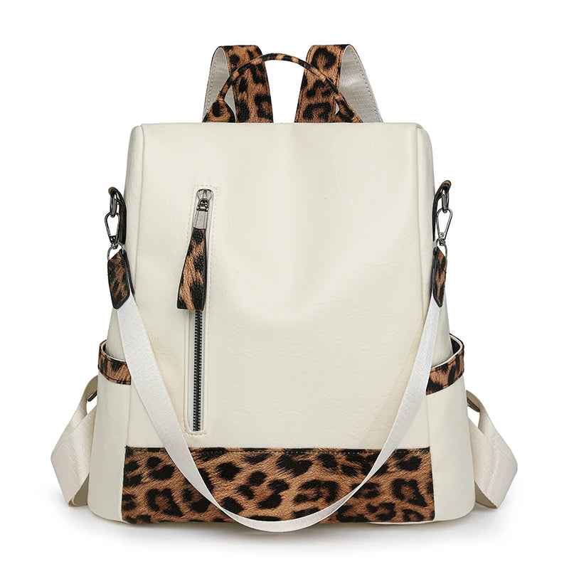 Leopard Print Backpack Purse