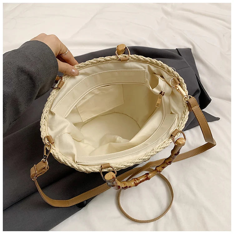 Bolso de paja circular