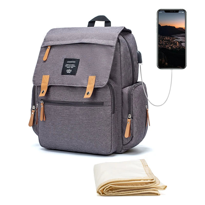 Backpack Diaper Bag With Phone Charger
