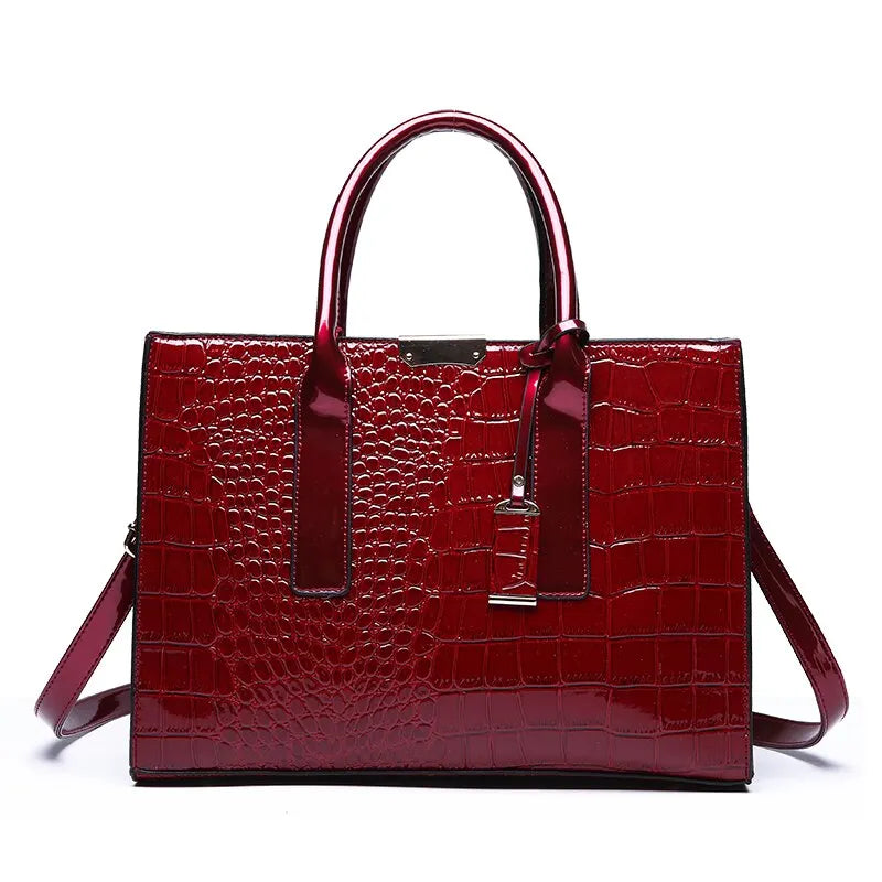 Leather Croc Tote Bag