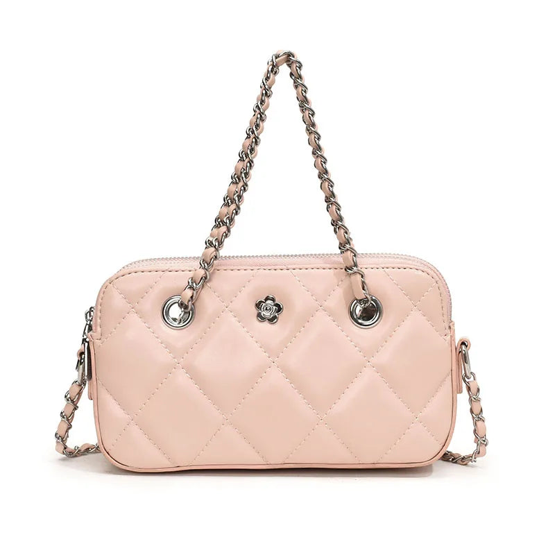 White Shoulder Bag With Chain Strap
