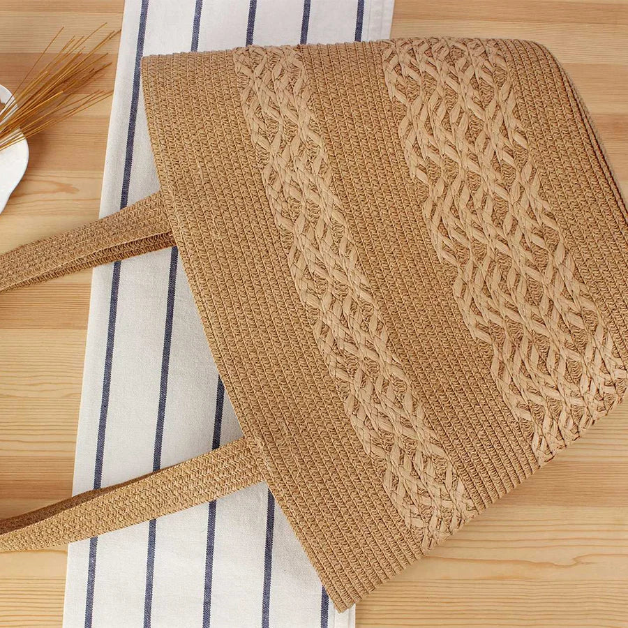 Large Straw Bag With Zipper