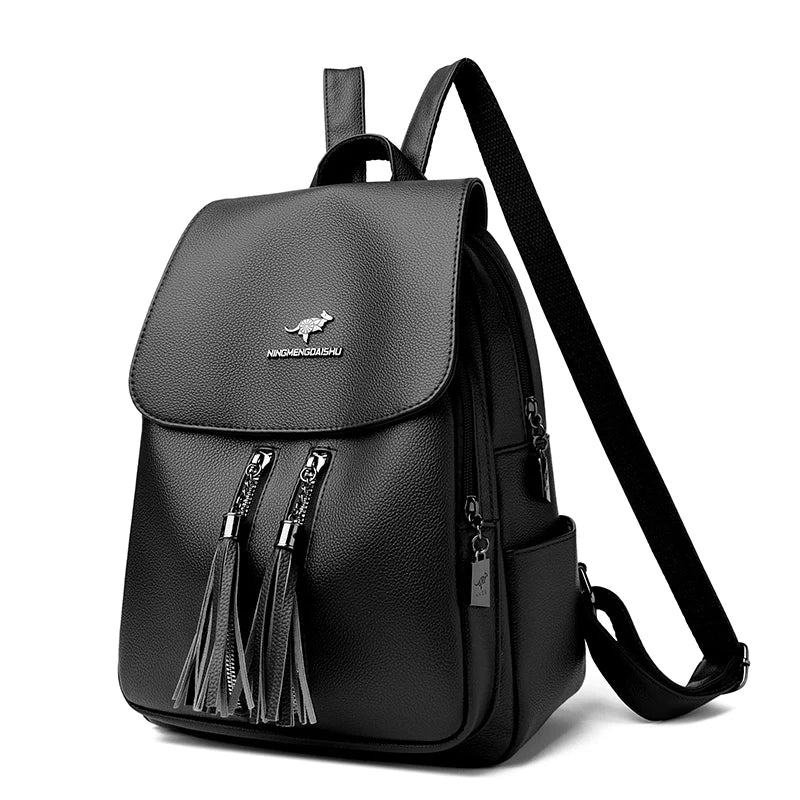 Bolso tipo mochila de cuero con transporte oculto